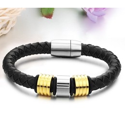 Bracciale In Pelle Di Titanio Nero Di Qualità Superiore