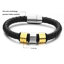 Bracciale In Pelle Di Titanio Nero Di Qualità Superiore