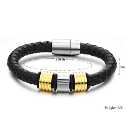 Bracciale In Pelle Di Titanio Nero Di Qualità Superiore