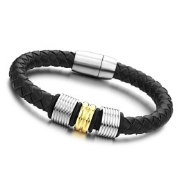 Ampia Varietà Di Bracciale In Pelle Di Titanio Nero