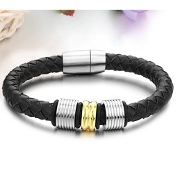 Ampia Varietà Di Bracciale In Pelle Di Titanio Nero