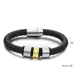 Ampia Varietà Di Bracciale In Pelle Di Titanio Nero