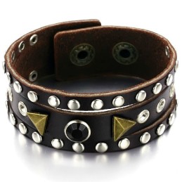 Bracciale In Pelle Di Titanio Retrò Di Alta Qualità Con Strass