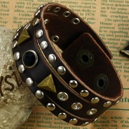 Bracciale In Pelle Di Titanio Retrò Di Alta Qualità Con Strass