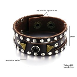 Bracciale In Pelle Di Titanio Retrò Di Alta Qualità Con Strass