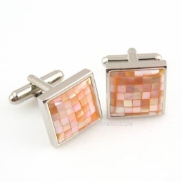 Gemelli In Titanio Rosa Con Conchiglia Naturale