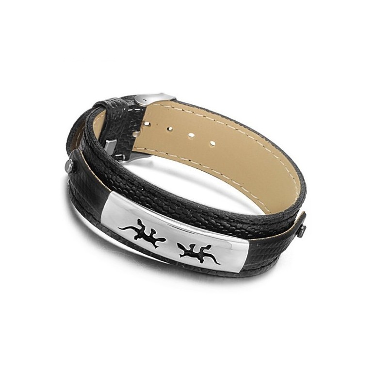 Bracciale In Pelle Di Titanio Nero Di Alta Qualità Bracciale In Pelle Di Titanio Nero Di Alta Qualità