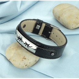 Bracciale In Pelle Di Titanio Nero Di Alta Qualità
