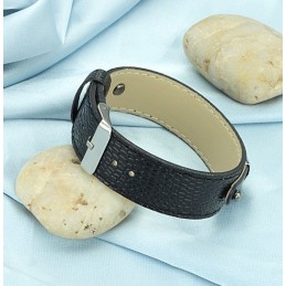 Bracciale In Pelle Di Titanio Nero Di Alta Qualità