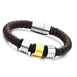 Bracciale In Pelle Di Titanio Marrone Da Uomo, Facile Da Usare