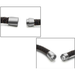 Bracciale In Pelle Di Titanio Marrone Da Uomo, Facile Da Usare