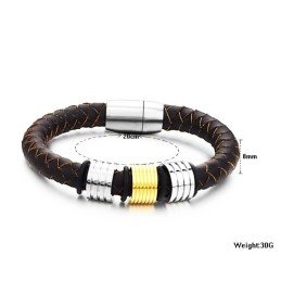 Bracciale In Pelle Di Titanio Marrone Da Uomo, Facile Da Usare