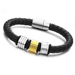 Bracciale In Pelle Di Titanio Nero Di Qualità Queen Of