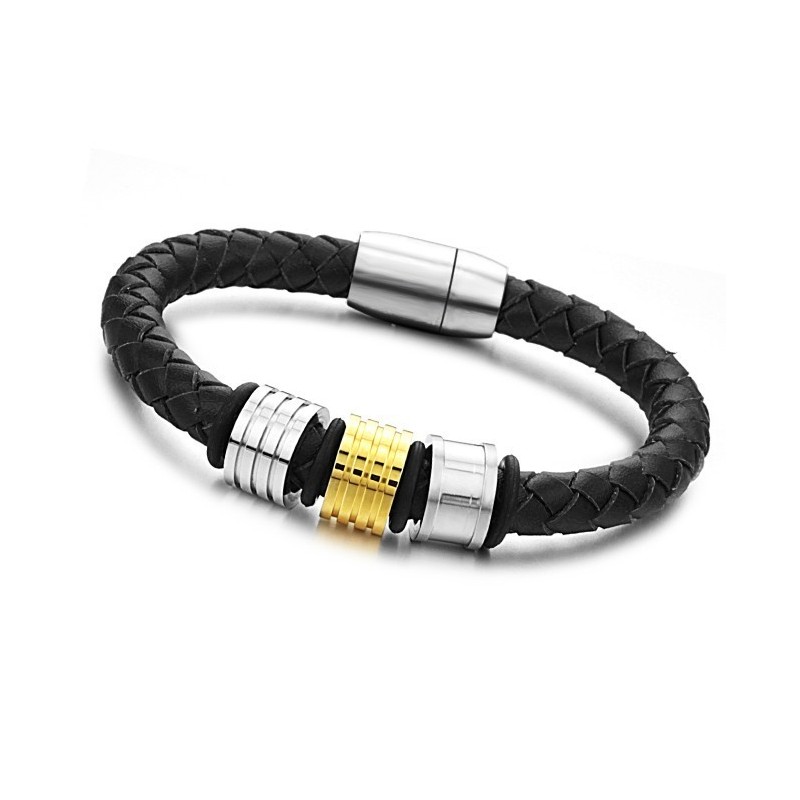 Bracciale In Pelle Di Titanio Nero Di Qualità Queen Of Bracciale In Pelle Di Titanio Nero Di Qualità Queen Of