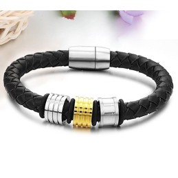 Bracciale In Pelle Di Titanio Nero Di Qualità Queen Of