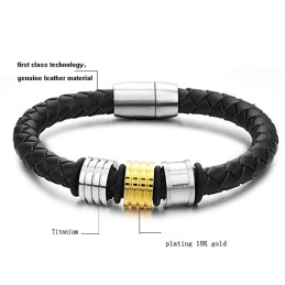 Bracciale In Pelle Di Titanio Nero Di Qualità Queen Of