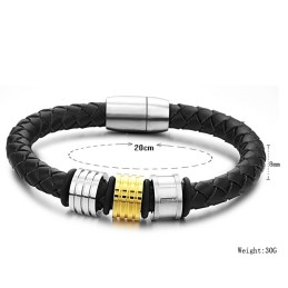 Bracciale In Pelle Di Titanio Nero Di Qualità Queen Of