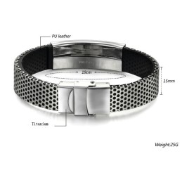 Bracciale In Pelle Di Titanio Da Uomo Durevole Nell'Uso
