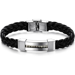 Bracciale In Pelle Di Titanio Di Qualità Con Strass, Modello Queen Of Quality