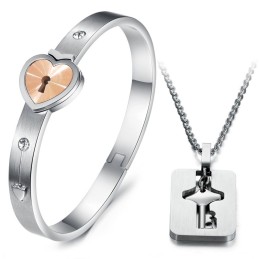 Bracciale In Titanio Di Alta Qualità A Forma Di Lucchetto Per Gli Amanti