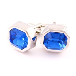 Gemelli In Titanio Alla Moda Con Opale Blu Freddo