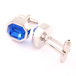 Gemelli In Titanio Alla Moda Con Opale Blu Freddo