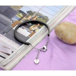 Bracciale In Titanio "To Have A Long Story" Con Scritta "Loveheart"