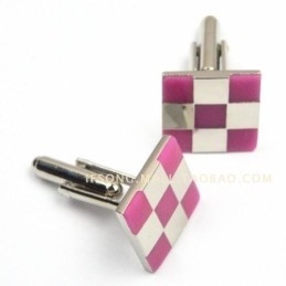 Gemelli In Titanio Con Griglie Rosa E Bianche Alla Moda