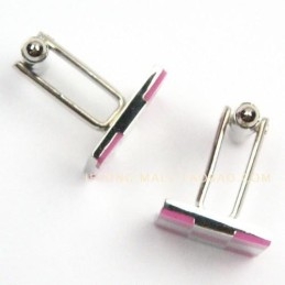 Gemelli In Titanio Con Griglie Rosa E Bianche Alla Moda