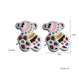 Orecchini In Titanio A Forma Di Orso Femminile Di Qualità Stabile