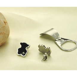 Orecchini In Titanio A Forma Di Orso Da Donna Di Fama Mondiale Con Diamante