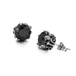 Orecchini In Titanio Nero Con Diamante, Reputazione Affidabile