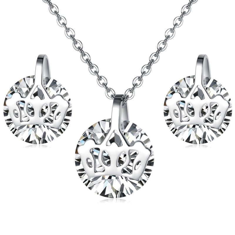 Collana E Orecchini Da Donna In Titanio Di Qualità Affidabile Con Strass Collana E Orecchini Da Donna In Titanio Di Qualità Affidabile Con Strass
