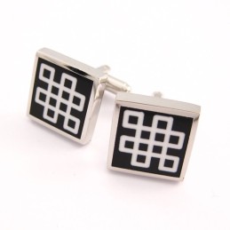 Gemelli Quadrati Classici In Smalto Nero Titanio