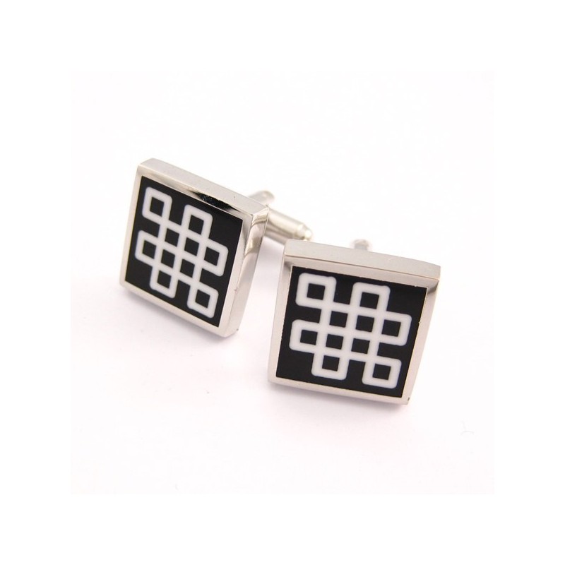 Gemelli Quadrati Classici In Smalto Nero Titanio Gemelli Quadrati Classici In Smalto Nero Titanio