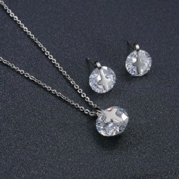 Collana E Orecchini In Titanio Di Qualità Queen Of Quality Con Strass