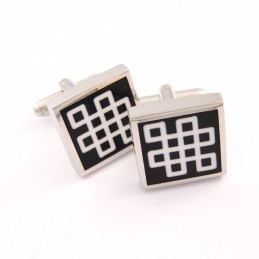 Gemelli Quadrati Classici In Smalto Nero Titanio