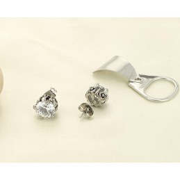 Orecchini Da Donna In Titanio Bianco Di Ottima Qualità Con Strass