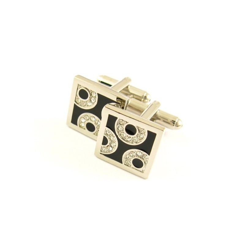 Gemelli Quadrati In Titanio E Placcati Ip Nero Con Diamanti Gemelli Quadrati In Titanio E Placcati Ip Nero Con Diamanti