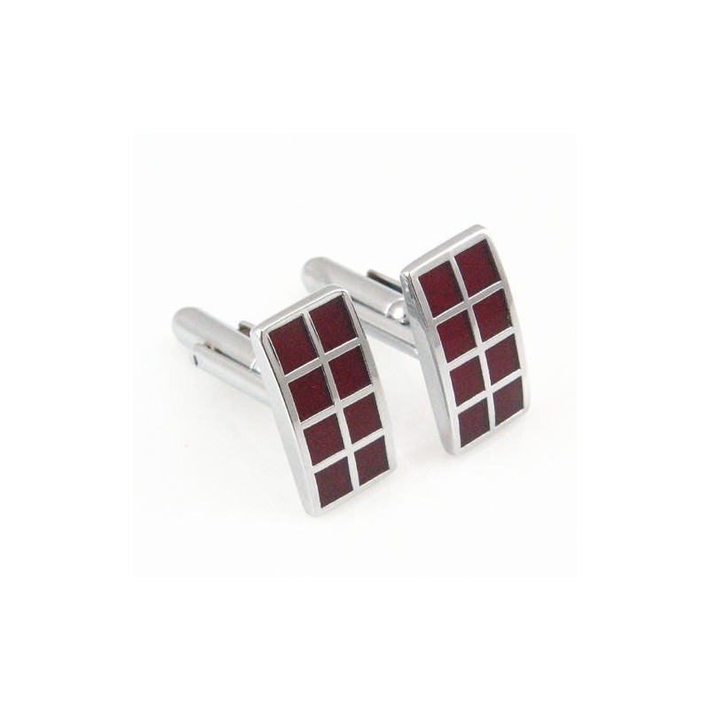 Gemelli Oblunghi Placcati In Titanio E Rosso Scuro Gemelli Oblunghi Placcati In Titanio E Rosso Scuro