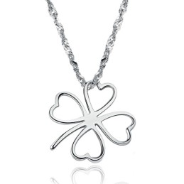 Collana In Titanio Placcato Platino A Forma Di Trifoglio Femminile, Facile Da Usare
