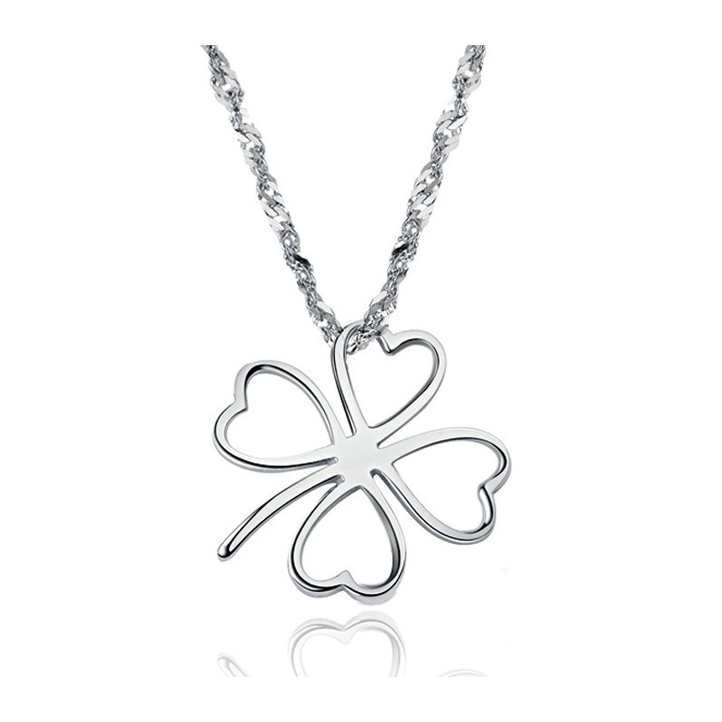 Collana In Titanio Placcato Platino A Forma Di Trifoglio Femminile, Facile Da Usare Collana In Titanio Placcato Platino A Forma Di Trifoglio Femminile, Facile Da Usare