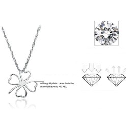 Collana In Titanio Placcato Platino A Forma Di Trifoglio Femminile, Facile Da Usare