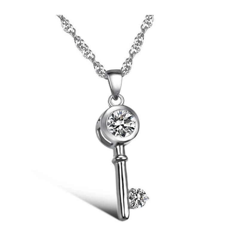 Ampia Varietà Di Collana Da Donna Con Lucchetto E Chiave In Titanio Placcato In Platino Con Strass Ampia Varietà Di Collana Da Donna Con Lucchetto E Chiave In Titanio Placcato In Platino Con Strass