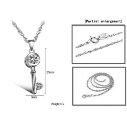 Ampia Varietà Di Collana Da Donna Con Lucchetto E Chiave In Titanio Placcato In Platino Con Strass