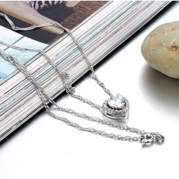 Collana In Titanio Placcata In Platino Con Strass, Di Qualità Affidabile, Per Donna.