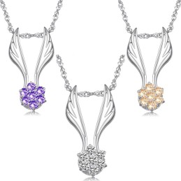 Collana In Titanio Placcato Platino A Forma Di Ala Femminile, Facile Da Usare, Con Strass