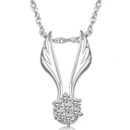 Collana In Titanio Placcato Platino A Forma Di Ala Femminile, Facile Da Usare, Con Strass