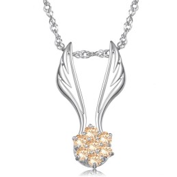 Collana In Titanio Placcato Platino A Forma Di Ala Femminile, Facile Da Usare, Con Strass