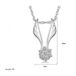Collana In Titanio Placcato Platino A Forma Di Ala Femminile, Facile Da Usare, Con Strass
